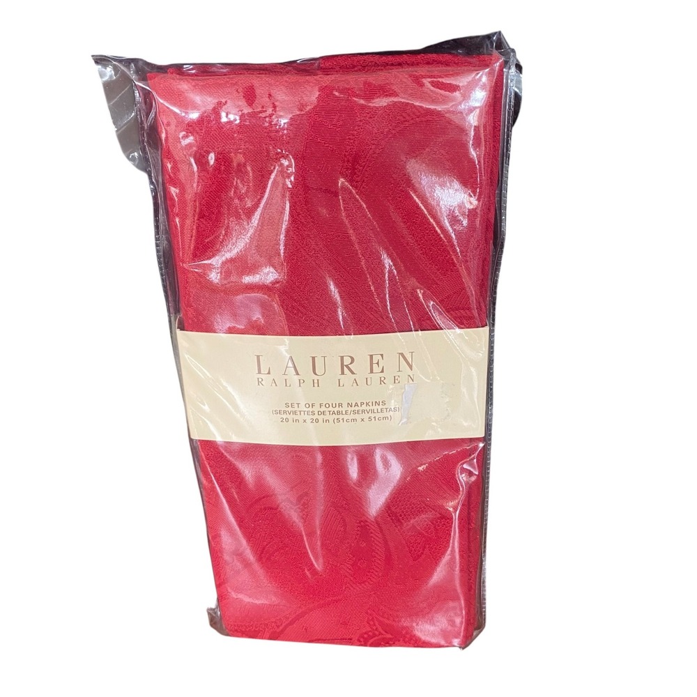 Lauren Ralph Lauren Red Paisley Damask Napkins Set of 4 Christmas
